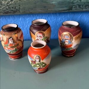 4 Miniature Vintage Japanese Satsuma Vases